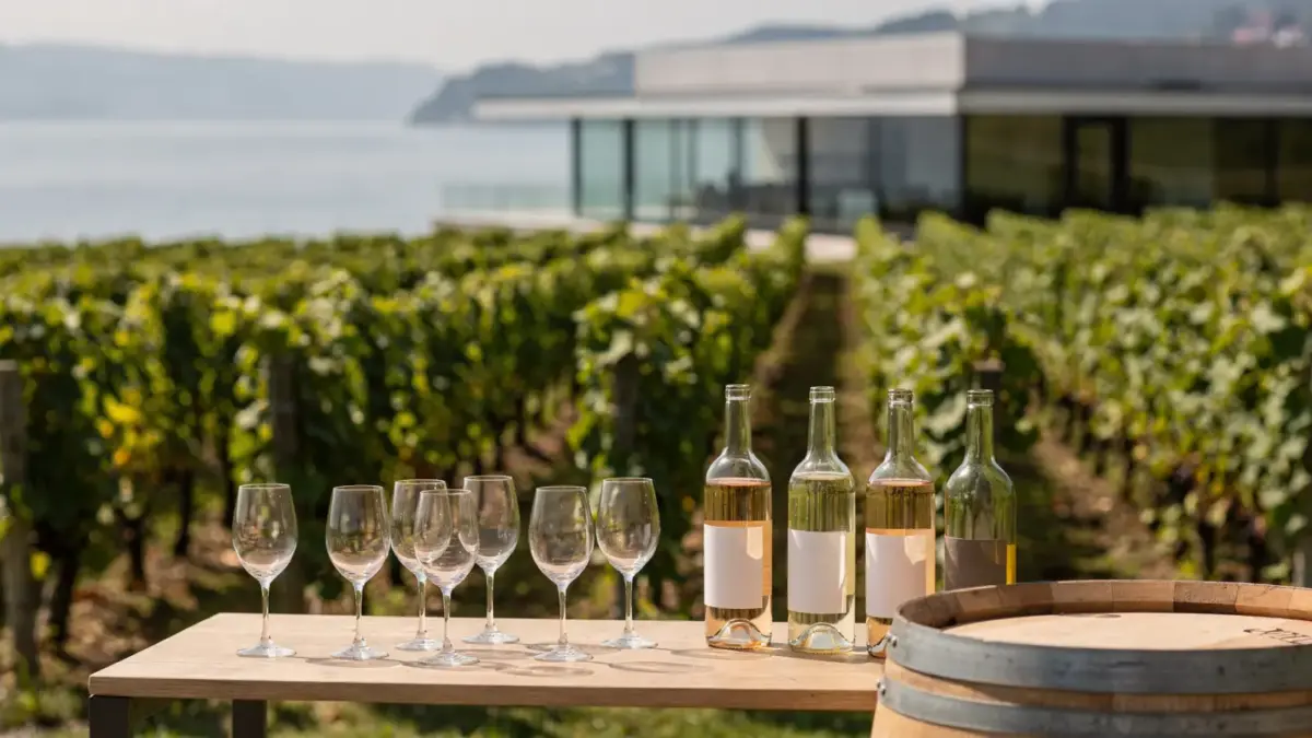 Weingut am Bodensee mit Reben, Barriquefässern und Verkostungsbereich zum Thema Weingüter besuchen