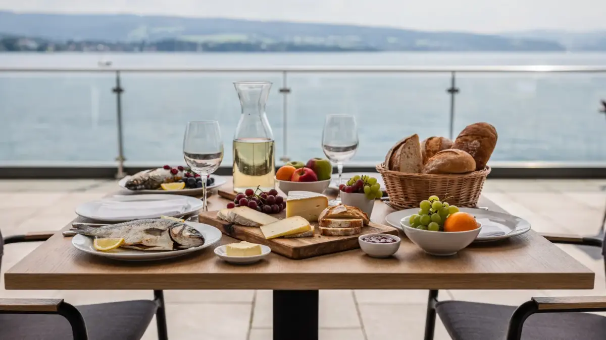 Kulinarische Ausflüge am Bodensee mit regionalen Speisen auf einem Tisch am See