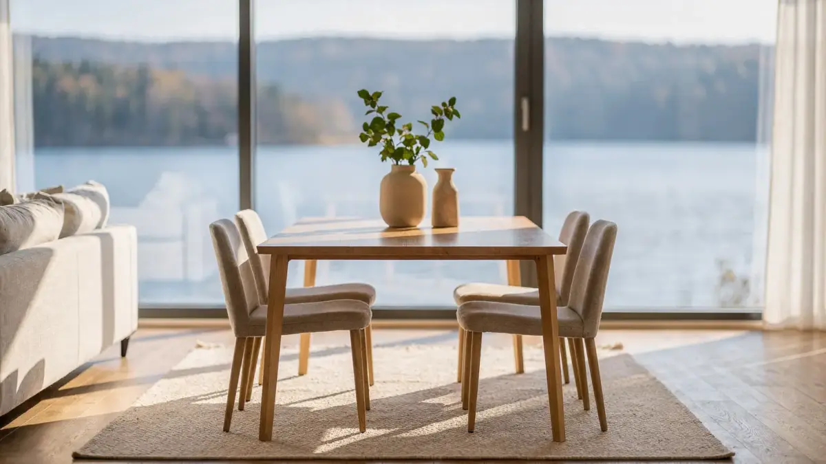 Ferienwohnung mit Seeblick und Blick auf den See durch große Fenster