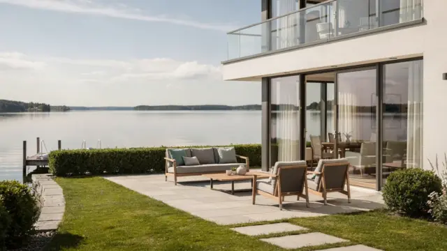Ferienwohnung am See mit Terrasse und Blick auf den See in ruhiger Lage